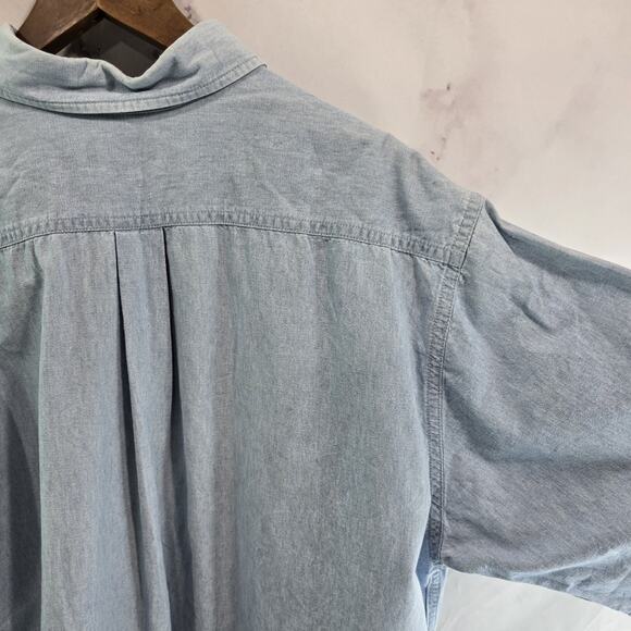 Carhartt Shirt Men Large Short Sleeve Button Up Denim Chambray Jean Collared - Picture 8 of 15